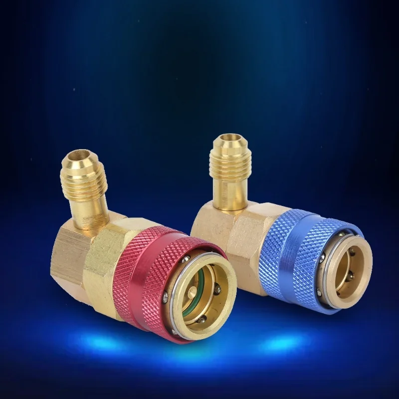 Air Conditioning R134A Quick Coupler 90 Degree Connector Adapter Accessories Not Adjustable