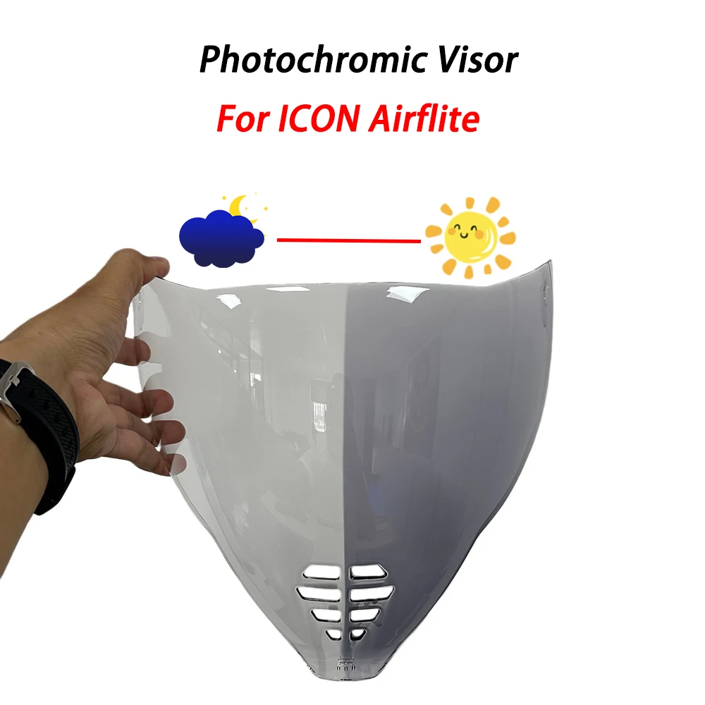Visera fotocromática para casco Icon Airflite, cascos de motocicleta, protector de lente, visor de cristal, accesorios de pantalla