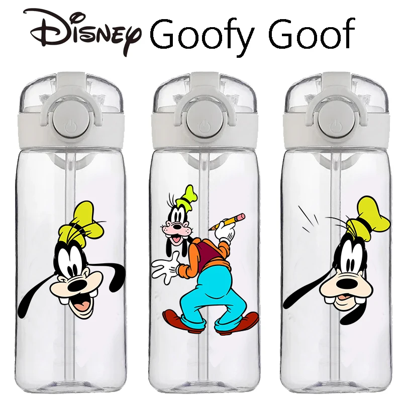 Disney Goofy Goof Hot Selling Straw Cup Water Cup Summer Kids Kettle Student Cartoon Anime Plastic Cup Kettle Anti-drop Outdoor