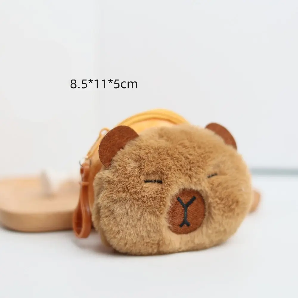 Creative Capybara Plush Coin Purse Keychain Cartoon Round Bags Pendant Funny Mini Headphones lipstick Headphone Storage Bag image 5