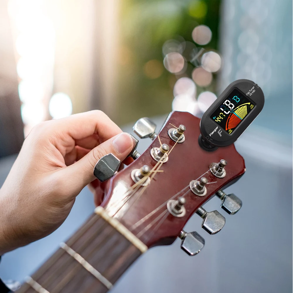 Guitar Tuner Clip On for Chromatic Guitar Bass Violin Ukulele Color LCD Display Screen Portable Guitar Tuner Guitar Accessories