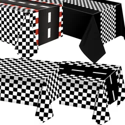 1/2/3pack Racing Car Plastic Tablecloth Black and White Checkered Flag Table Cover Racetrack Tablecloth Racing Party Decorations