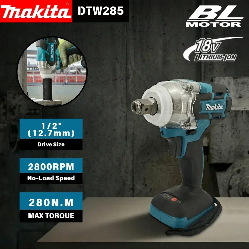 Makita DTW285 18V LXT Brushless High Torque Cordless Impact Wrench Bare Tool For Hardware Fastening Workshop Home Renovation
