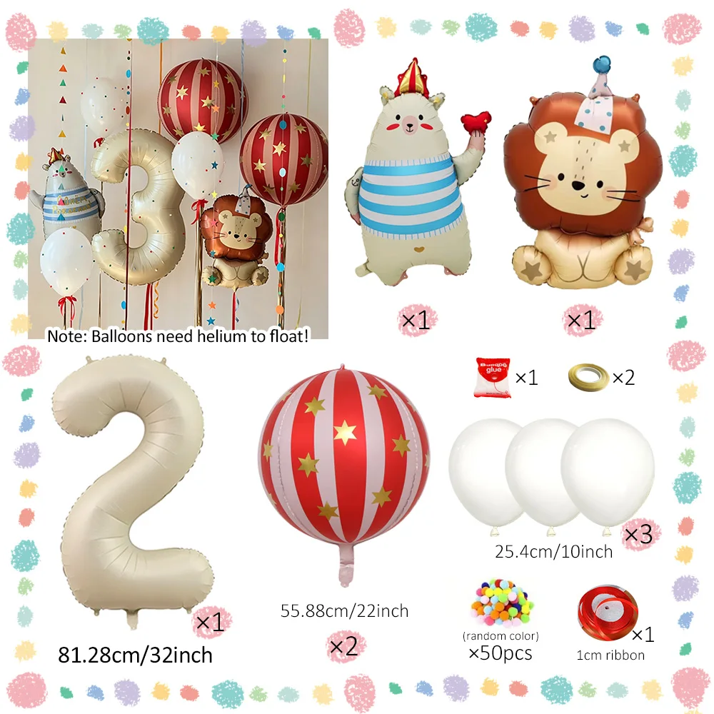 Karnevals-Themen-Dekorations-Ballon-Set, Cartoon-Löwen-Ballons, für Zirkus-Themen-Geburtstage und Karnevals-Party-Dekorations-Ballons