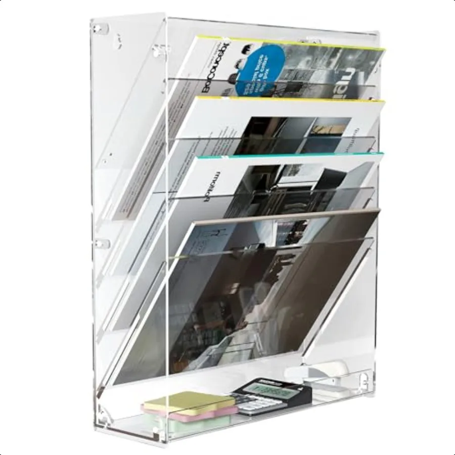

TQVAI Acrylic Desk File Organizer 5 Tier Clear Hanging Wall Mail Document Paper Storage Holder Office Homeschool Wall Organizat