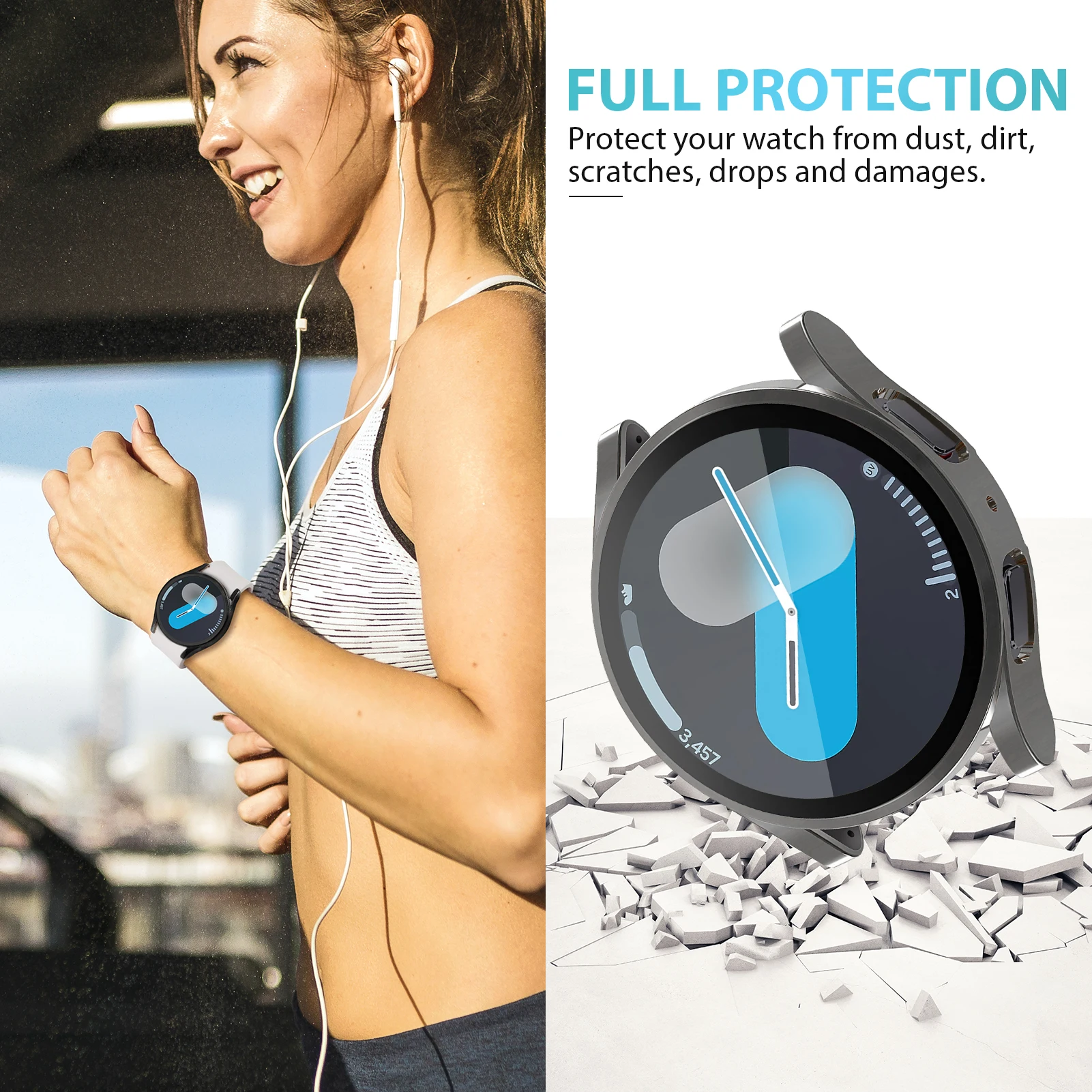 Protector Case For Samsung Galaxy Watch 7 6 5 4 40mm 44mm Cover Coverage Silicone TPU Bumper Screen Protection Full Accessories