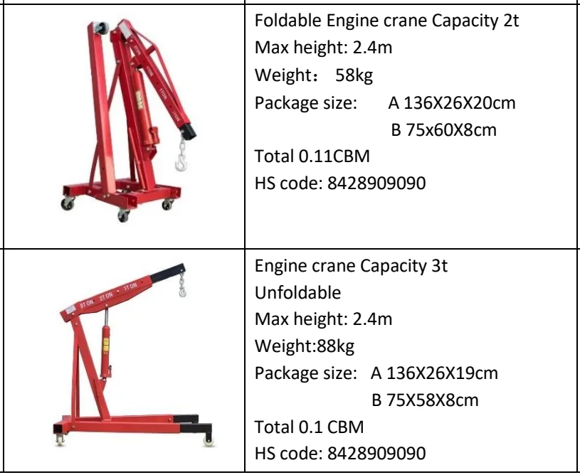 ورشة عمل 2T/3T رافعة المحرك رافعة محرك قابلة للطي