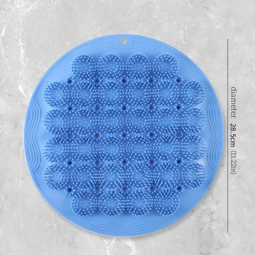 Reusable Solid Color Back Scrubber Multifunction Sucker Bath Brush Wall Mounted Convenient Exfoliating Brush Mat Wash Feet
