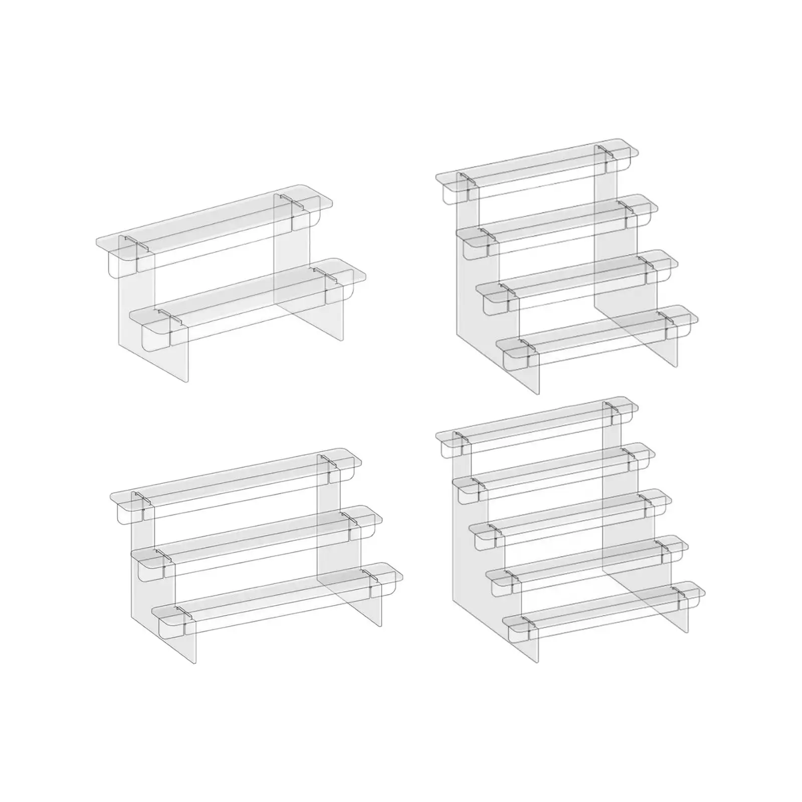 Acrylic Shelf Display Shelves Multi Tier Props Sturdy Acrylic Display Riser Shelves for Cosmetic Collectibles Toys Figure Dolls