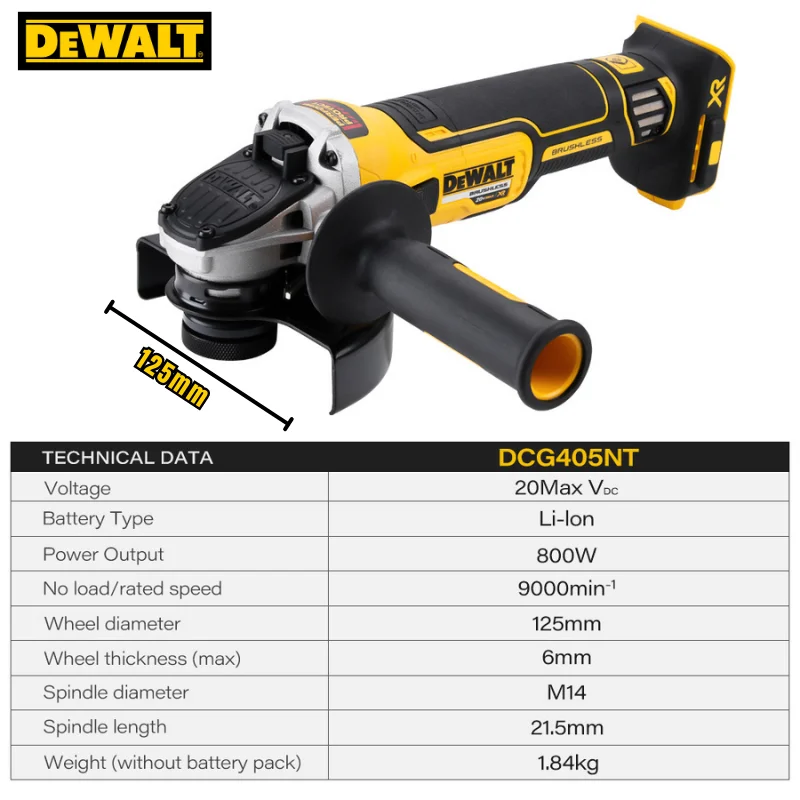 Imagem -06 - Rebarbadora Brushless Dewalt Máquina de Corte de Metal Polidora Portátil Recarregável sem Fio Ferramenta Elétrica 20v 125 mm Dcg405