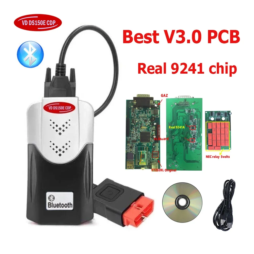 2024 New Vci Obd2 Scanner Best V3.0 PCB 9241 Chip VdIJk Autocoms Pro 2021.11 Keygen TNESF DELPHIS ORPDC Vd Ds150e Cdp Bluetooth