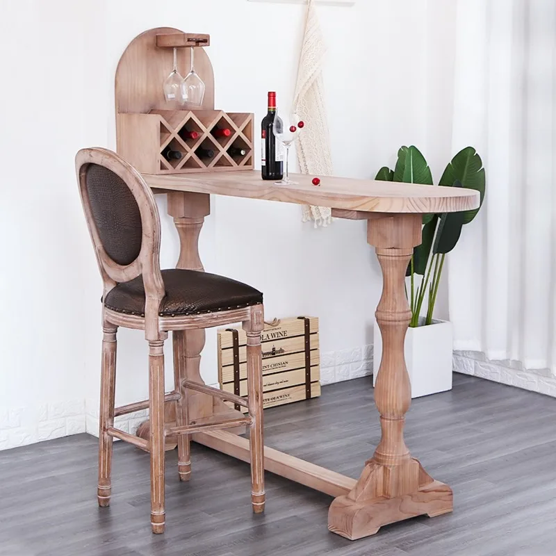 American country entrance partition wine rack solid wood Roman bar table balcony window