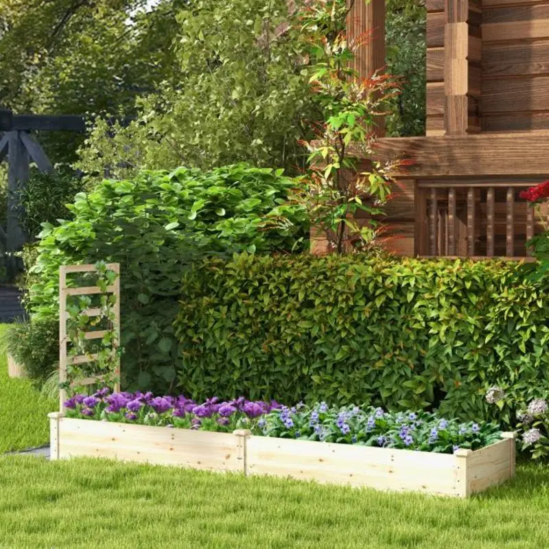 Treillis carré en bois de sapin 235x63x102CM pour potager, base ouverte, à peindre soi-même, pour plantes grimpantes, fruits, fleurs, légumes, naturel