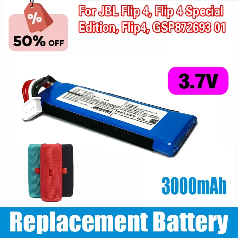 

3.7V 3000mAh Replacement Battery for JBL Flip 4, Flip 4 Special Edition, Flip4, GSP872693 01