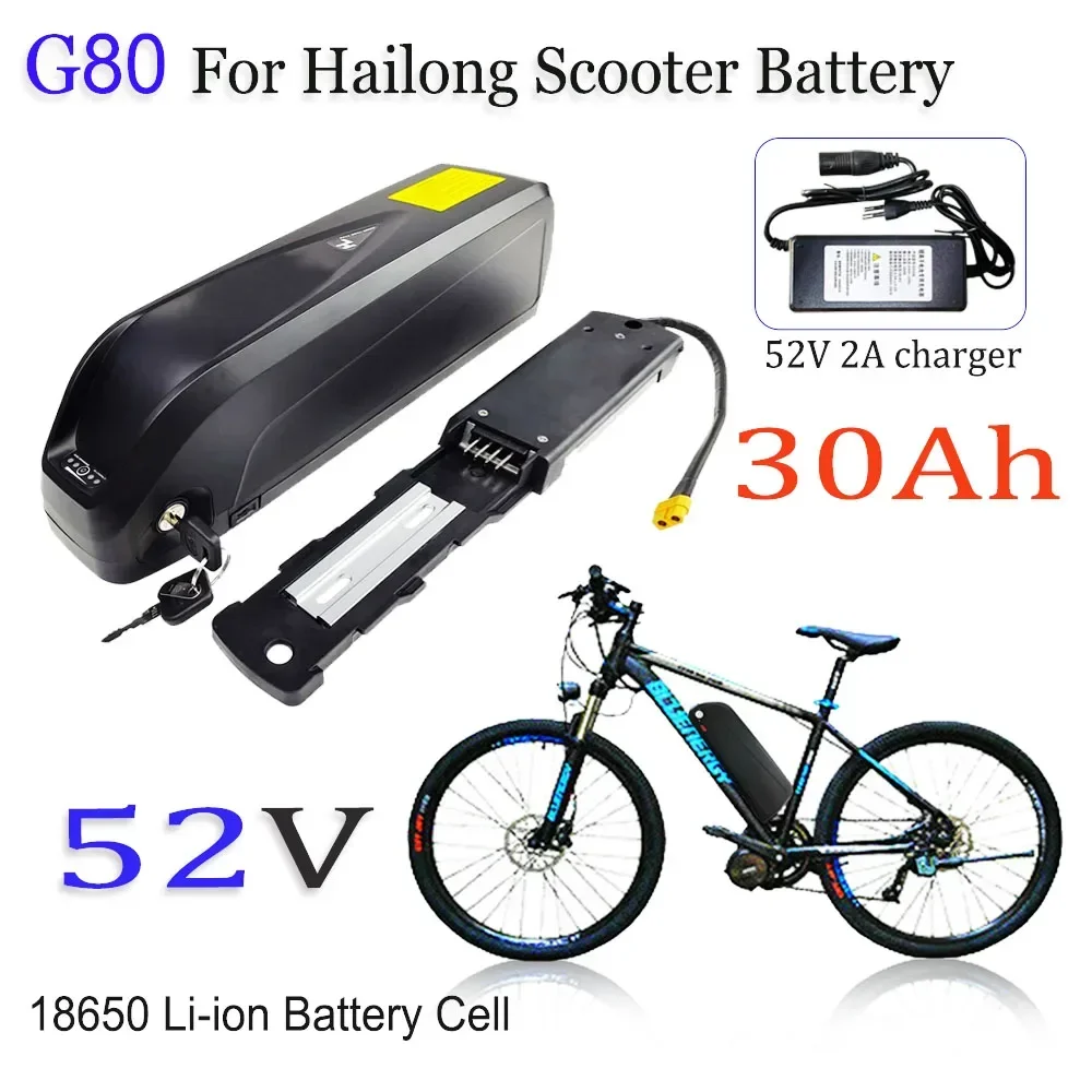 

18650 Cells Ebike Battery Box For Hailong G80 52V 30A Battery Pack with USB 750W 500W 350W 1500W 1000W Motor