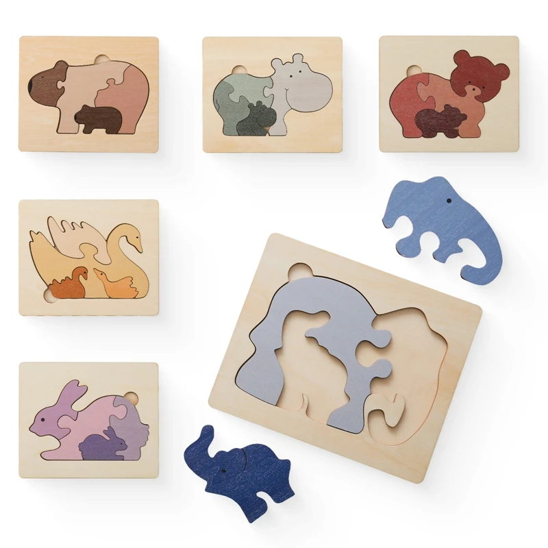 

Baby Wooden 3D Animals Colorful Puzzles Puzzle Matching Toys For Children Training Cognitive Educational Learning Montessori Toy