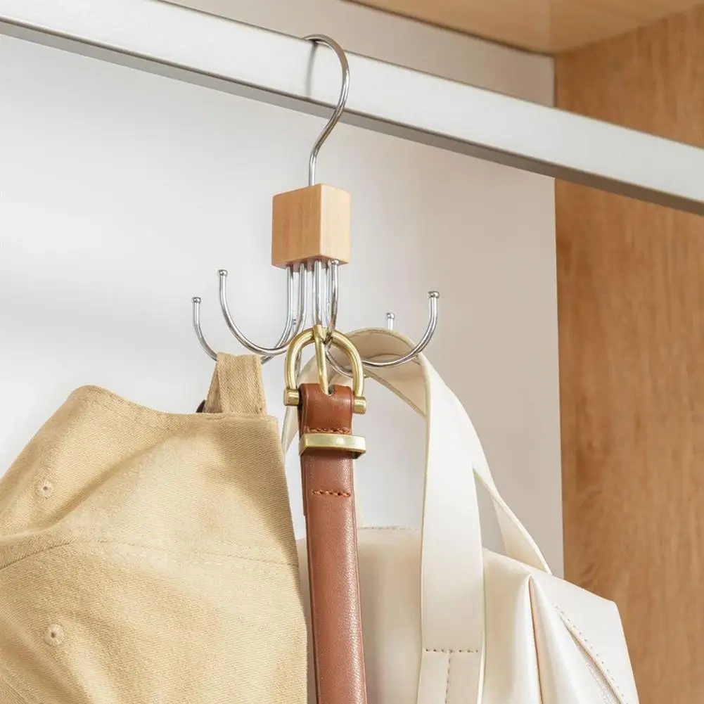 Rotatable Belt Hanger Hook  6 Hooks Closet Organizer Hook Durable Wardrobe Storage Rack For Belt Scarf Hat Tie Bag Household view 4