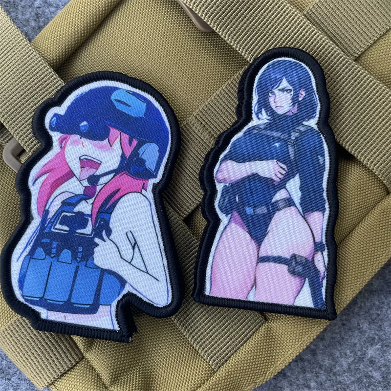 

Anime Airsoft Tactical Girl Patches Printing Tactical Waifu Patch Armband Hook and Loop Military Backpack Morale Badge Stickers