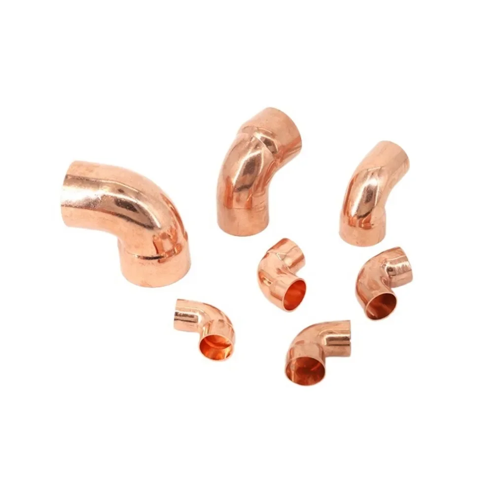 12-108mm ID Weld Single Socket End Feed Solder To OD Plug Elbow 90 Degree  Pure Copper Pipe Fitting Connector Air-Coniditioning