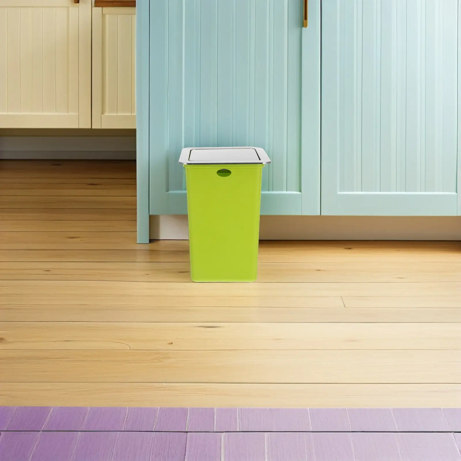 

1 Set Embedded Countertop Trash Can Built-in Garbage Bin Swing Lid Space-Saving Kitchen Bathroom Wastebasket Cover Silent