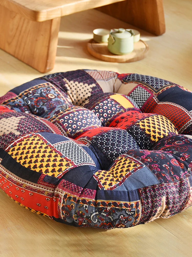 

Утолщенная хлопково-льняная подушка-зафу: красивая круглая подушка для сидения, винтажная, для балкона, окна, татами, для медитации