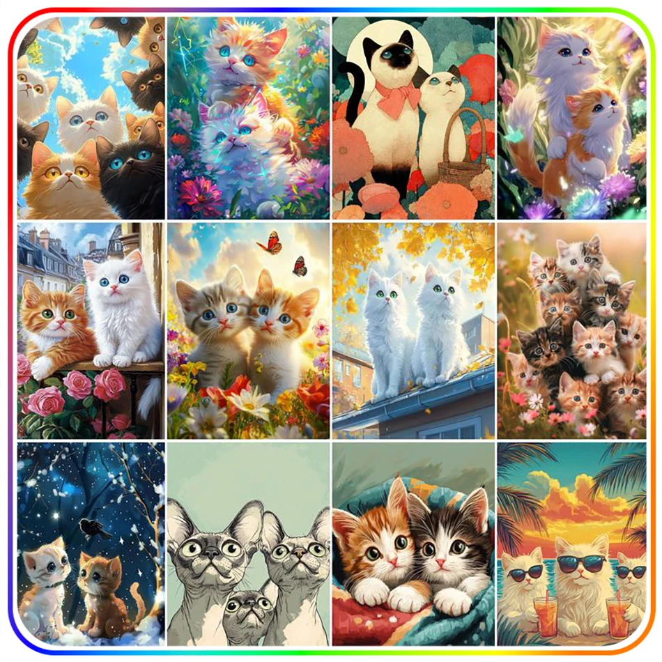 2026 Diamantmalerei Neuheiten Katzen-Gruppe DIY Bastelset Kristall Wandkunst Bild 5D Diamantbilder Strass Kunsthandwerk Set