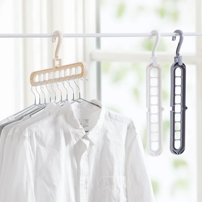 Nine hole clothes hanger multifunctional nine hole rotating magic clothes hanger folding clothes drying and storage rack