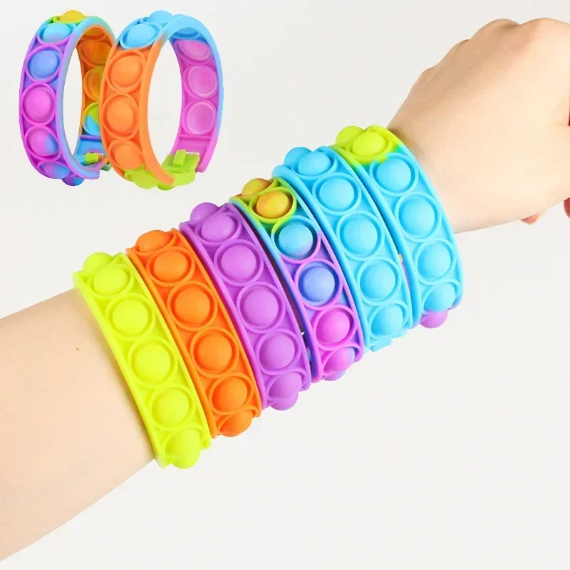 Fidget Toys Pop Bracelet Party Favors Bubble Bracelets Push Poping Sensory Stress Reliever Toys for Kids Children Gifts