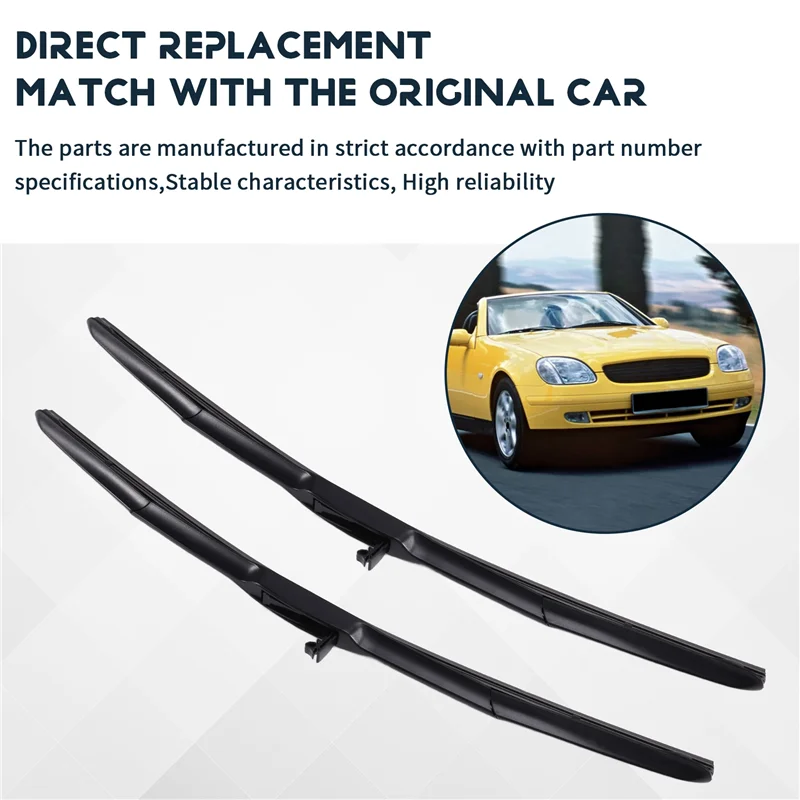 شفرة ممسحة أمامية 22 بوصة + 22 بوصة ممسحة سيارة لـ SLK Class R170 1996-2004 خطاف الزجاج الأمامي النافذة الأمامية-AA26