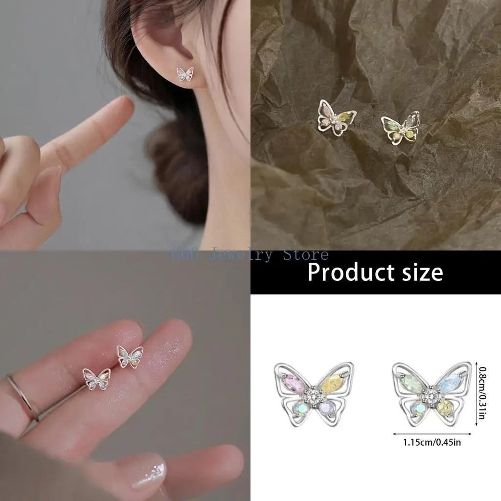 F2TD Multipurpose Zircon Butterfly Earrings Offering Comfortable Wear and All Day Elegant for Styles Enthusiasts Outfits