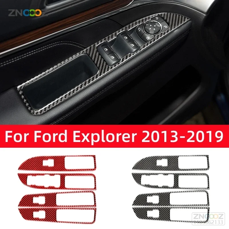 

Carbon Fiber for Ford Explorer 2013-2019 Car Accessories Interior Car Windows Lift Control Panel Decoration Cover Sticker Decal