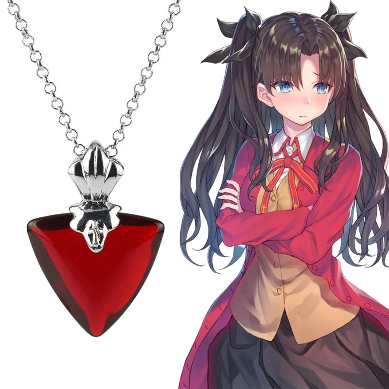 Anime cosplay Fate Stay Night corazón colgante collar figura Tohsaka Rin clavícula cadena joyería accesorios regalos para fanáticos