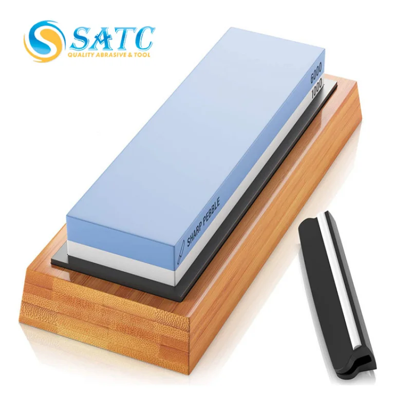 SATC Dual- sided Whetstone Sharpener 1000/6000 Grit Waterstone Diamond Rubber Abrasive Disc Rectangle Aluminum Oxide Knife