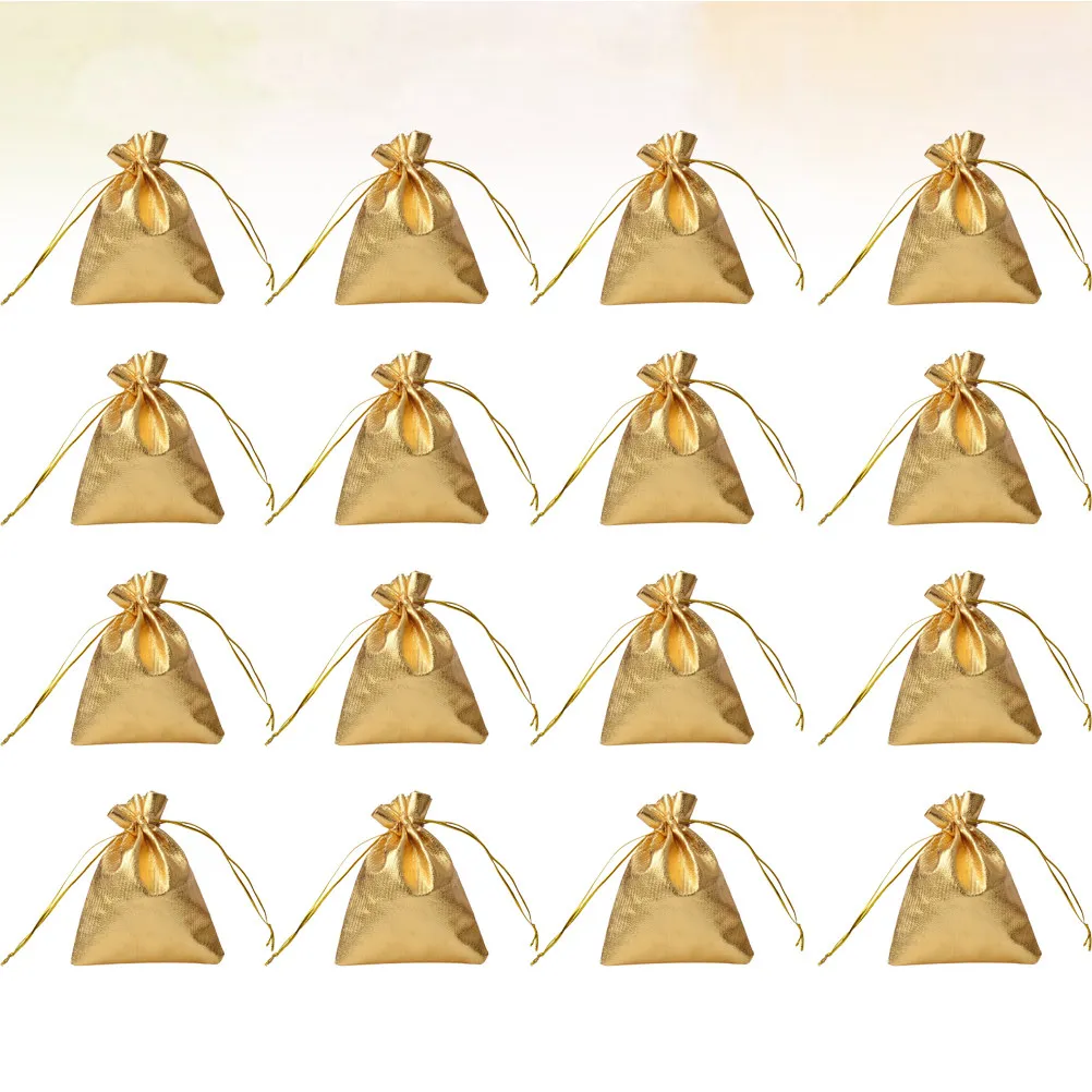 

100Pcs Jewelry Bundle Bag Reusable Cloth Golden 9x12cm Jewelry Storage Holder Wedding Gift Pouch Party Favor Organizer