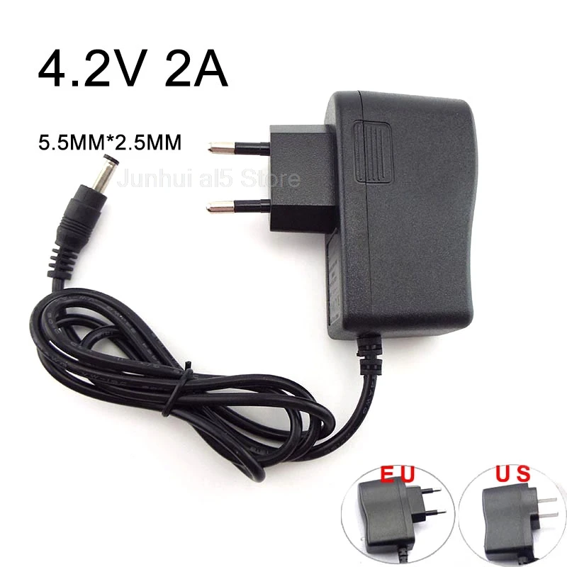 

4.2V 2A DC Adapter Power Supply Charger 5.5MM*2.5MM 110-220V for 18650 Lithium Battery Strip LED TV Box EU US Plug B5