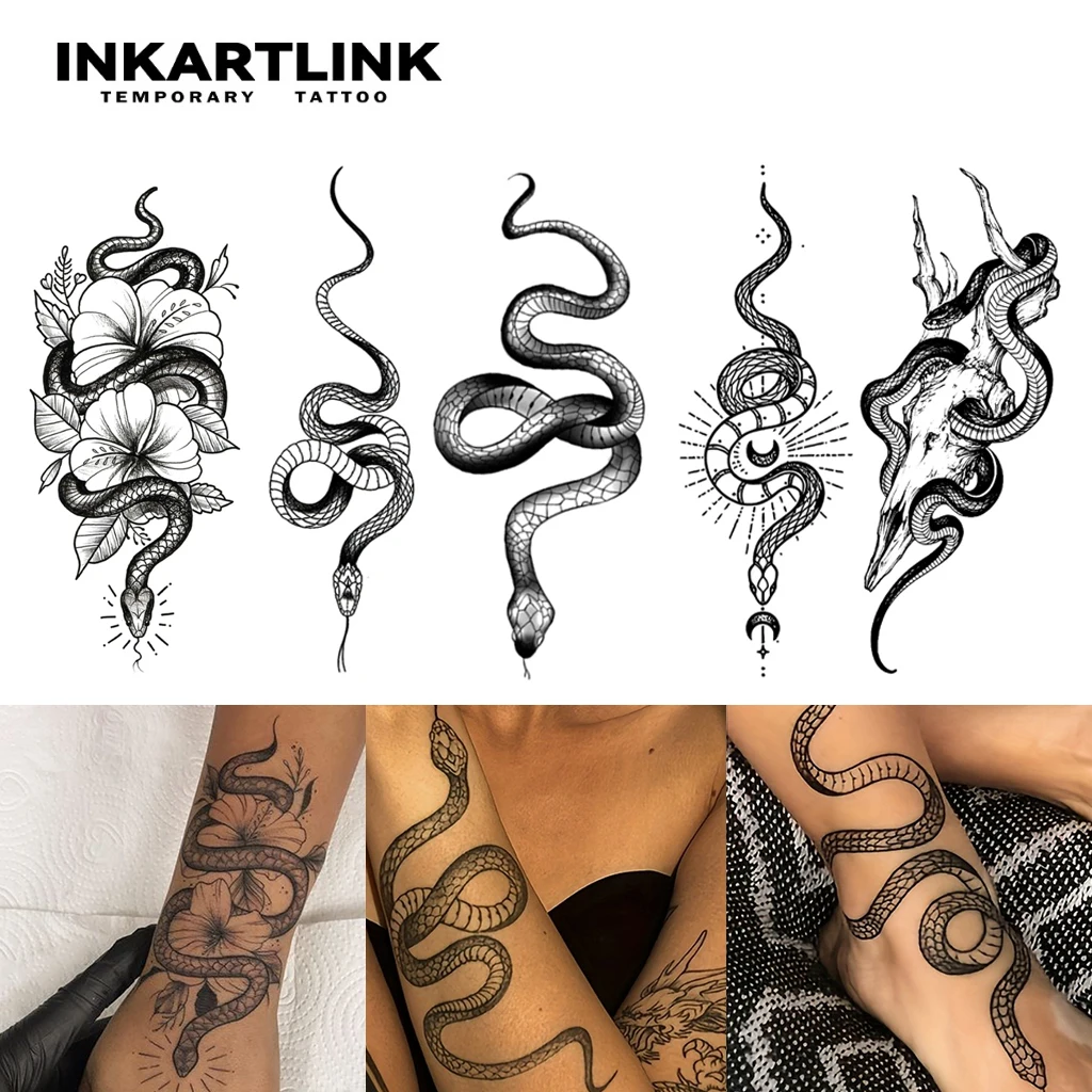 Temporäres Tattoo mit Schlangen-, Spinnen- und Skorpion-Motiv, hält bis 15 Tage, neue Technologie, magischer, wasserfester, semi-permanenter Aufkleber.