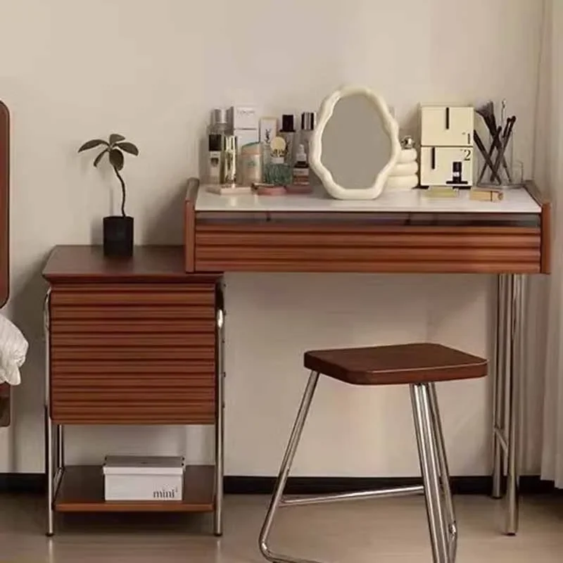 

Brown Girl Drawers Dresser Eithe Box Luxury Wood Women Hotel Mirror Dressing Table Storage Makeup Comoda Pra Quarto Furniture