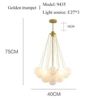 TAONUANSHU Moderne Milchglaskugel Deckenleuchter Schwarz Gold Pendelleuchten 19/37 Glas Hängelampe für Esszimmer Wohnzimmer 5
