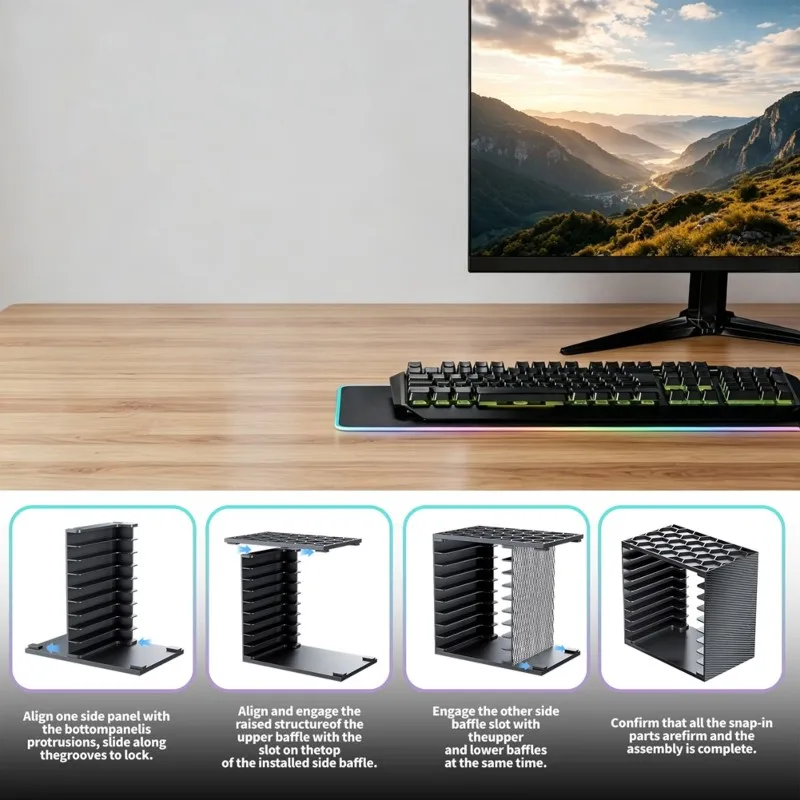 IDUD Game Case Holder Organizer 9-Slot For PS5/For PS4/Xbox/Switch Stackable Game Disc Storage Rack