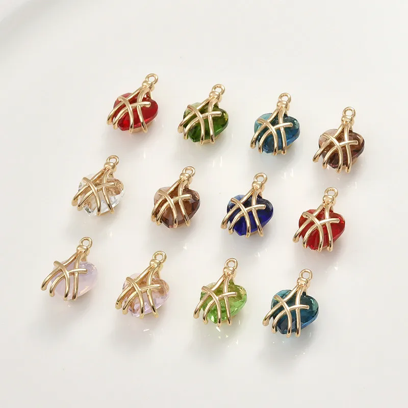 

Min order 20pcs/lot color hearts shape zircon geometry copper floating locket charms diy jewelry earring/necklace accessory