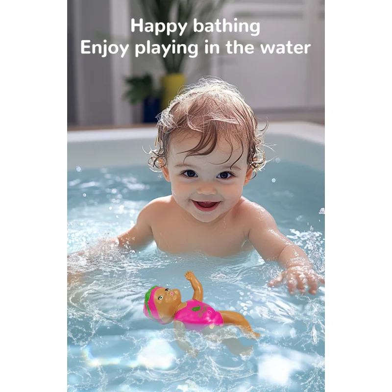 Boneca de natação flutuante com colisão simulada, boneca de natação enrolada, adequada para brincar na água da piscina, int