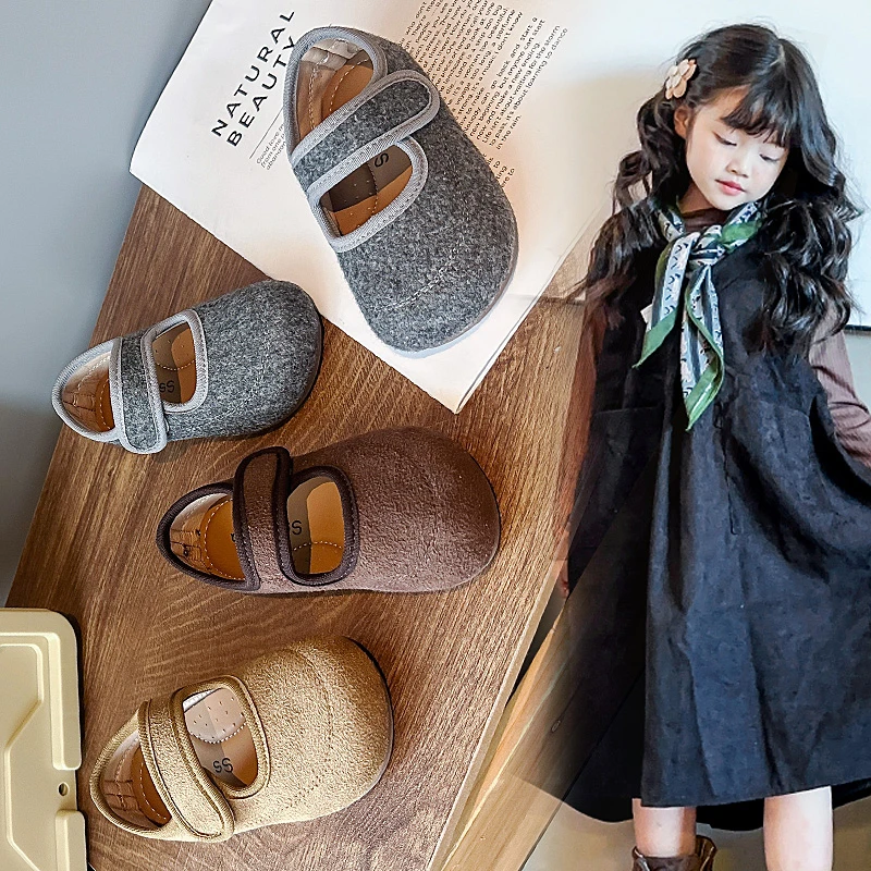 

Children's Birken Shoes 1-18 Years Old Simple Boys Girls Casual Shoes Four Seasons Models Gray Soft Non-slip Kids Single Shoes