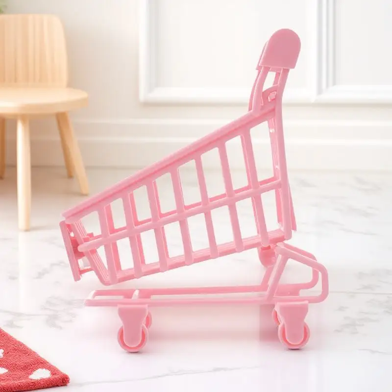 

1Pcs Mini Shopping Cart Trolly Storage Basket Holder Size S Desktop Organizer Photo Prop Ribbon Bow Decoration Home Office