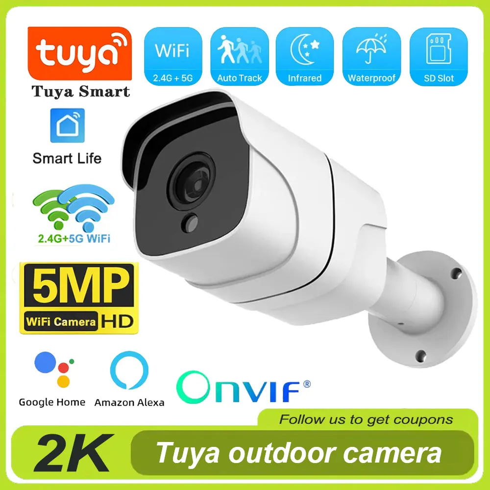 

Tuya 5G Wifi Outdoor IP Camera 5MP Wireless CCTV Bullet Security Camera Motion Detection 1080P HD IR Night Vision Surveillance