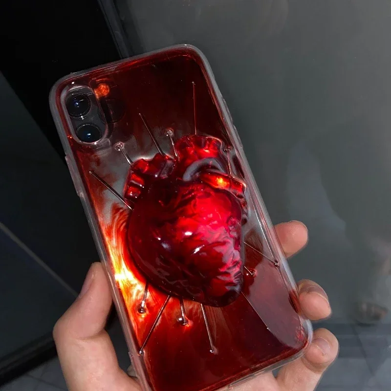 4078 Original 3D Handmade Cell Phone Case Scarlet Heart Dark Gothic Art Horror Punk Style Customized Halloween Christmas Gift