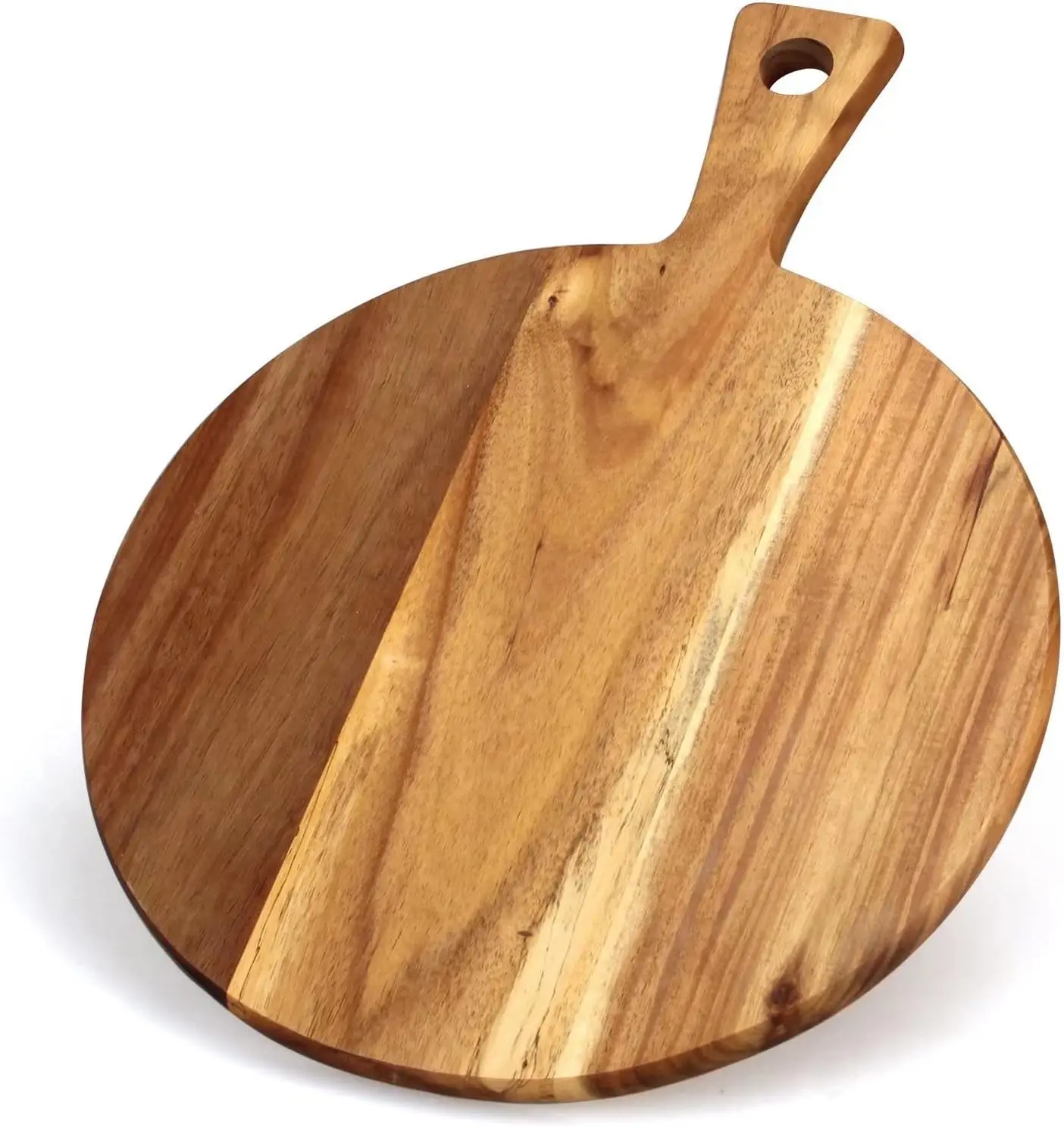 Wood Pizza Peel, Premium Pizza Board with Handle Lightweight Smooth Wooden Cutting Board, Round Cutting Board
