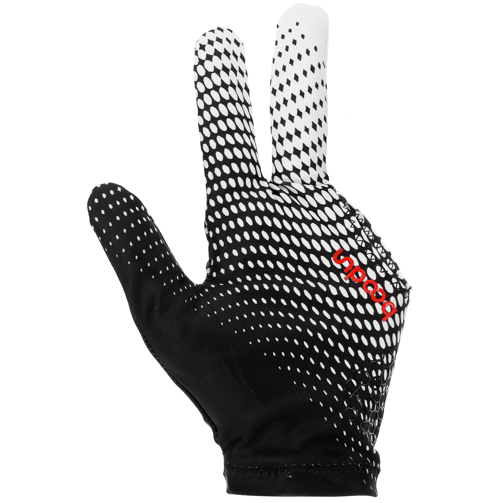 

1pc 3 Fingers Glove High Elastic Anti-slip Billiards Glove Breathable Snooker Glove (Black and White)