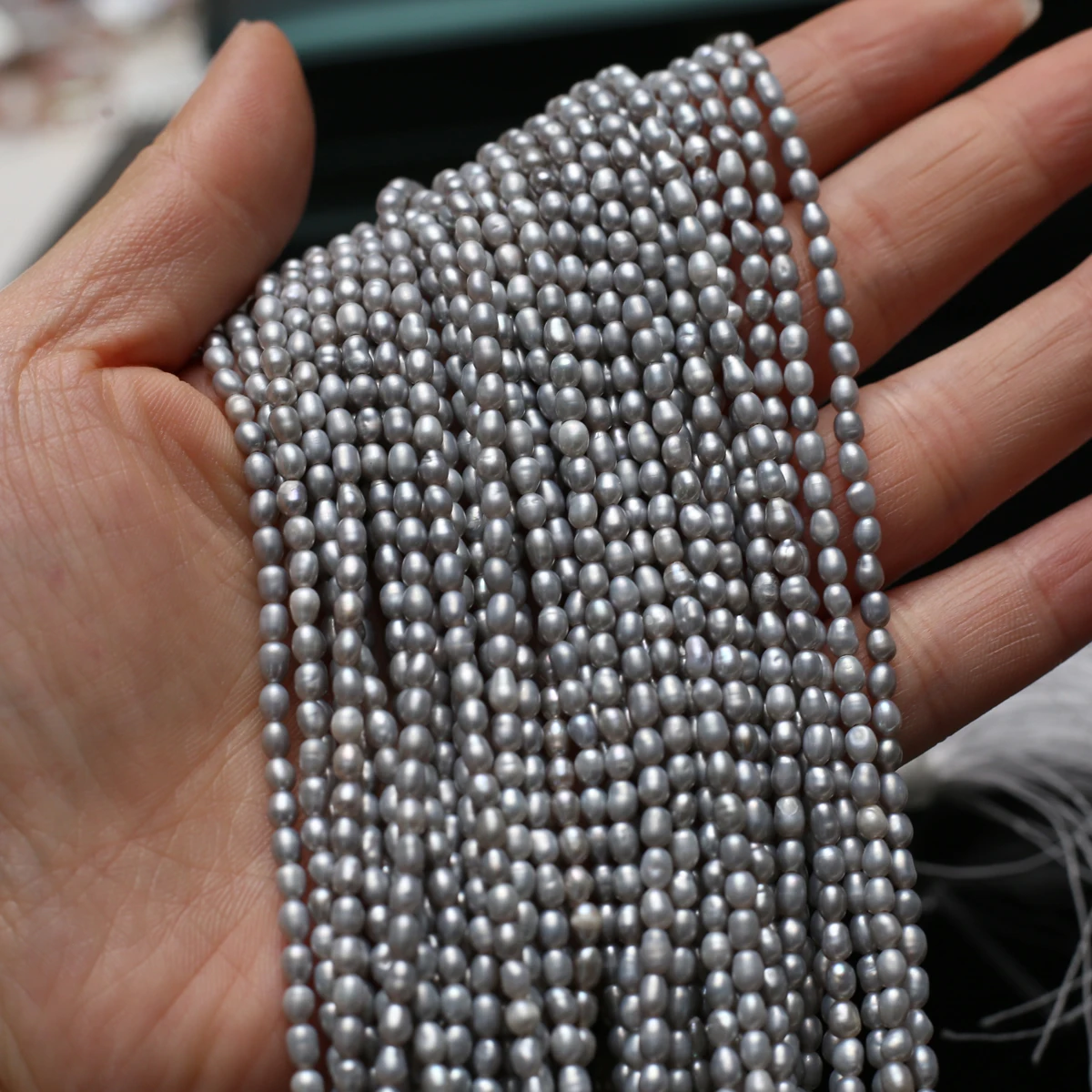 

3-4mm A Grade Gray Rice Beads Natural Freshwater Pearls Loose Beads for Jewelry Making DIY Women Necklace Bracelet Accessories