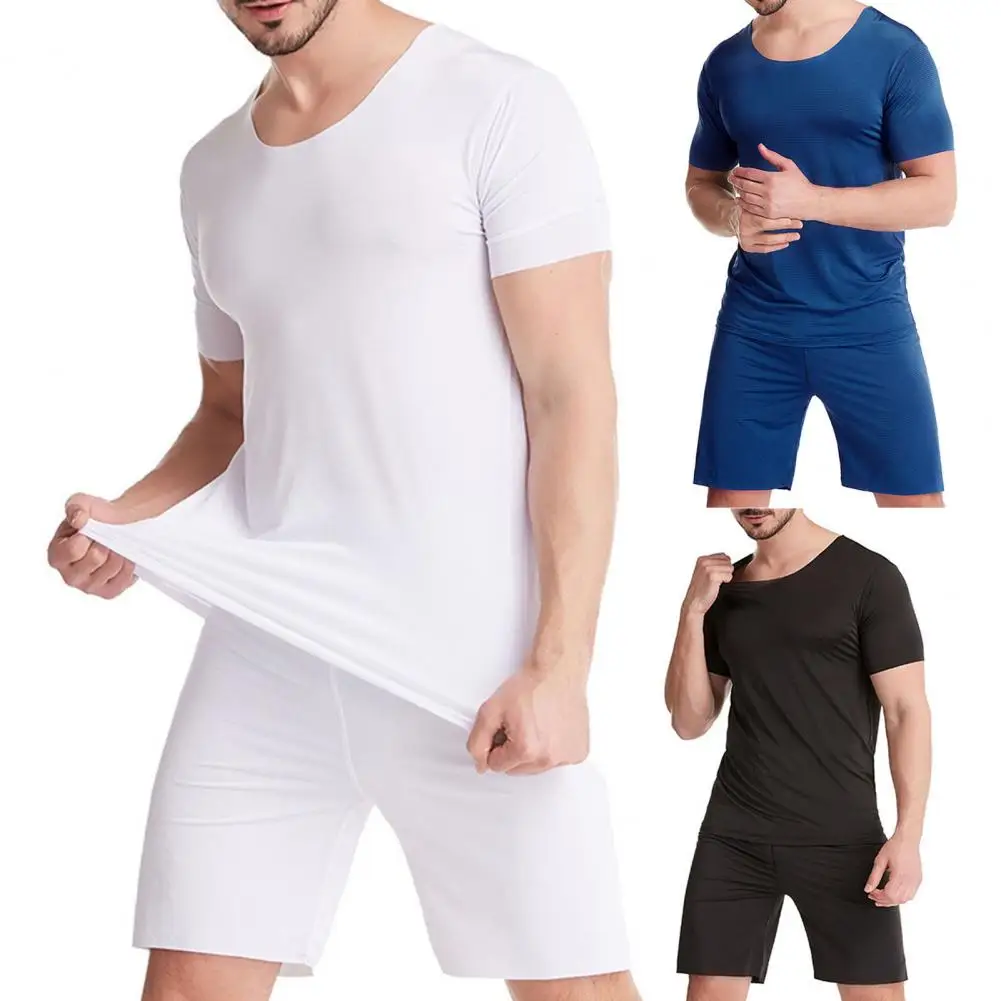 Men Pajamas Sets Mini Pants Two-piece Summer Men Nightclothes Sets Pullover Short Sleeve Underwear Sets for Sleeping