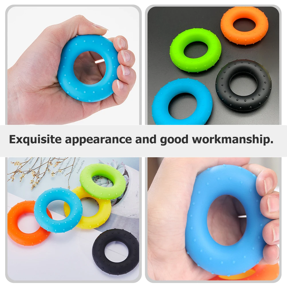 

4Pcs Hand Grip Strength Trainer Silicone Finger Exercising Rings Fitness Hand Therapy Muscle Strengthener Finger Massage Rings